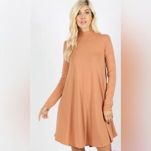 ASOS Elegant Tan Long Sleeve Dress